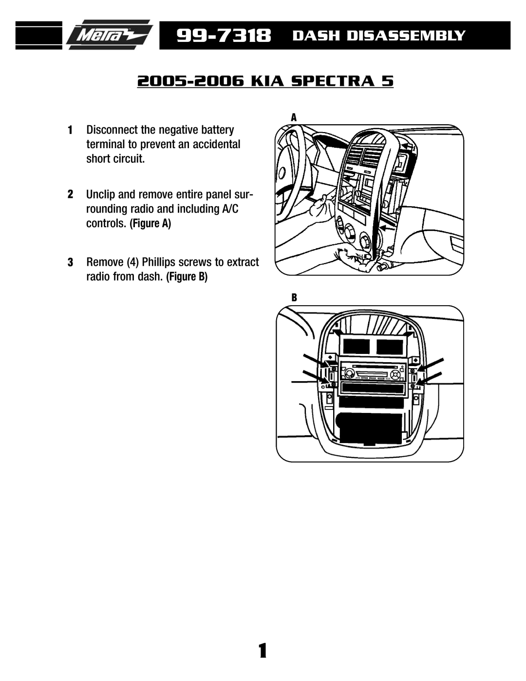 Metra Electronics 99-7318 installation instructions KIA Spectra 