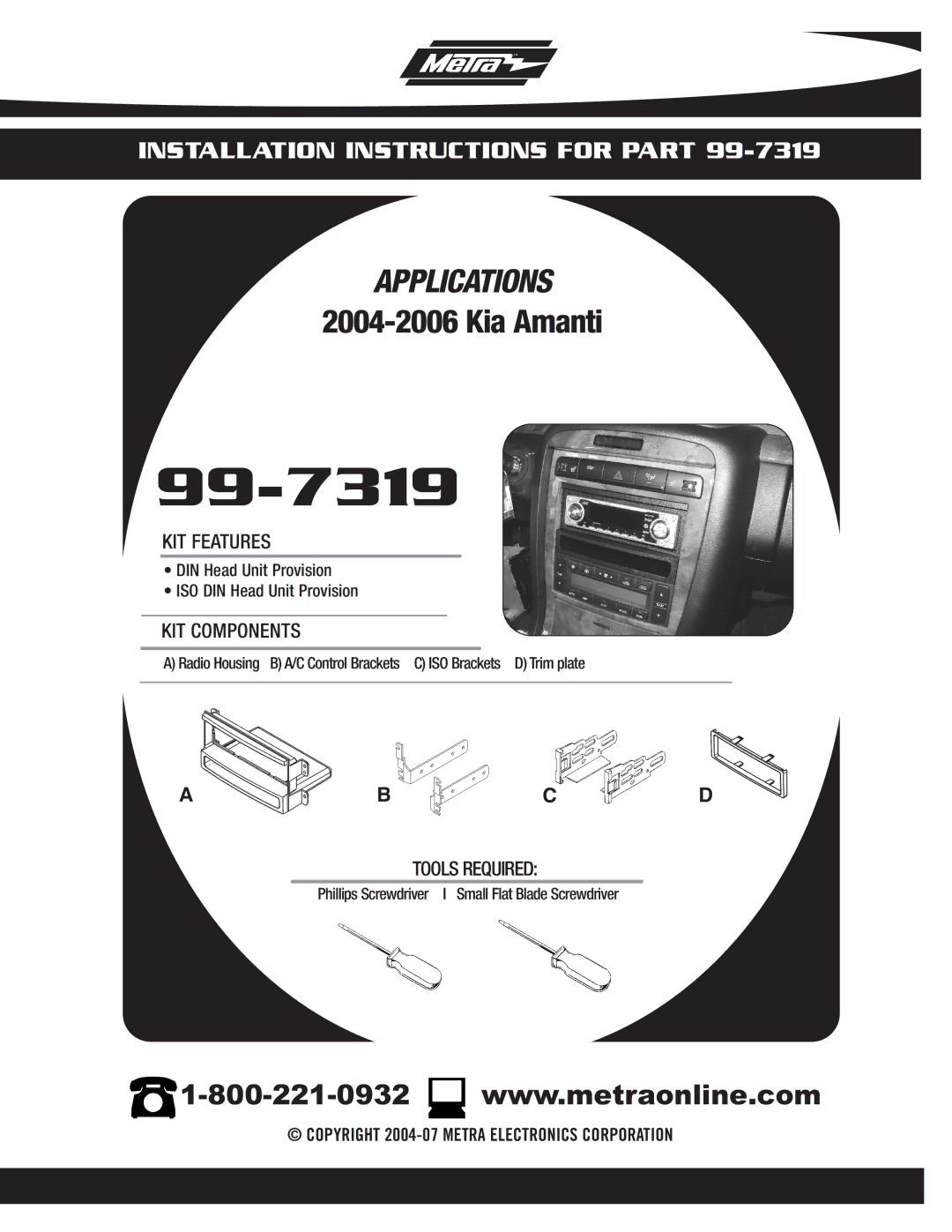 Metra Electronics 99-7319 installation instructions 