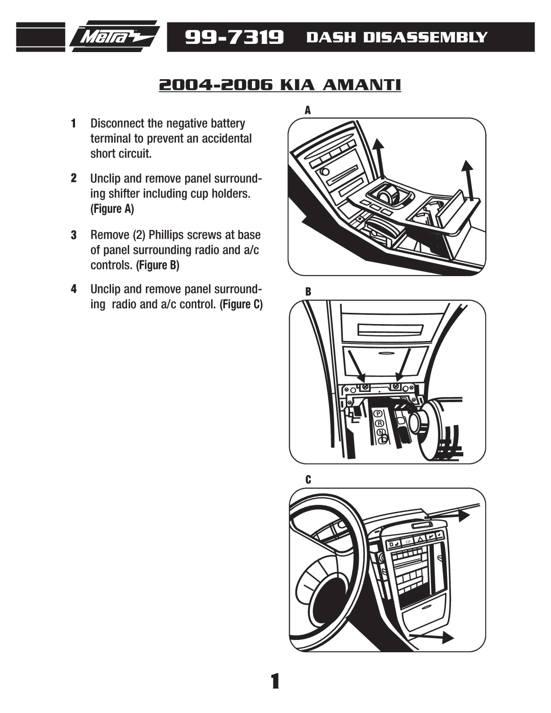 Metra Electronics 99-7319 installation instructions KIA Amanti 