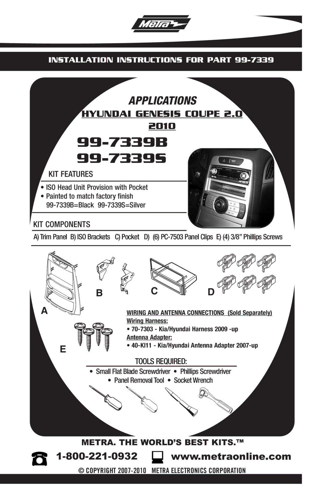 Metra Electronics installation instructions 99-7339B 99-7339S 