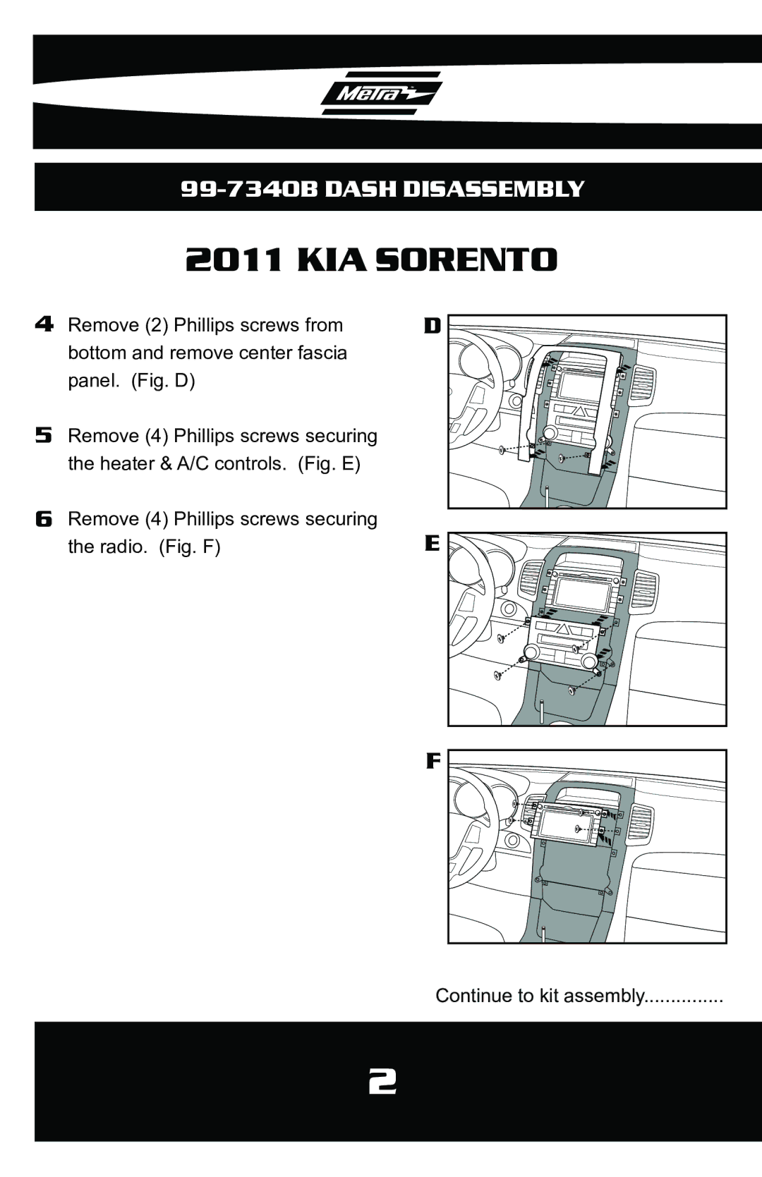 Metra Electronics 99-7340B installation instructions KIA Sorento 