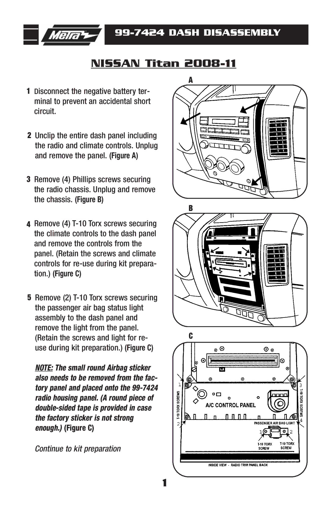 Metra Electronics 99-7424 installation instructions Nissan Titan 