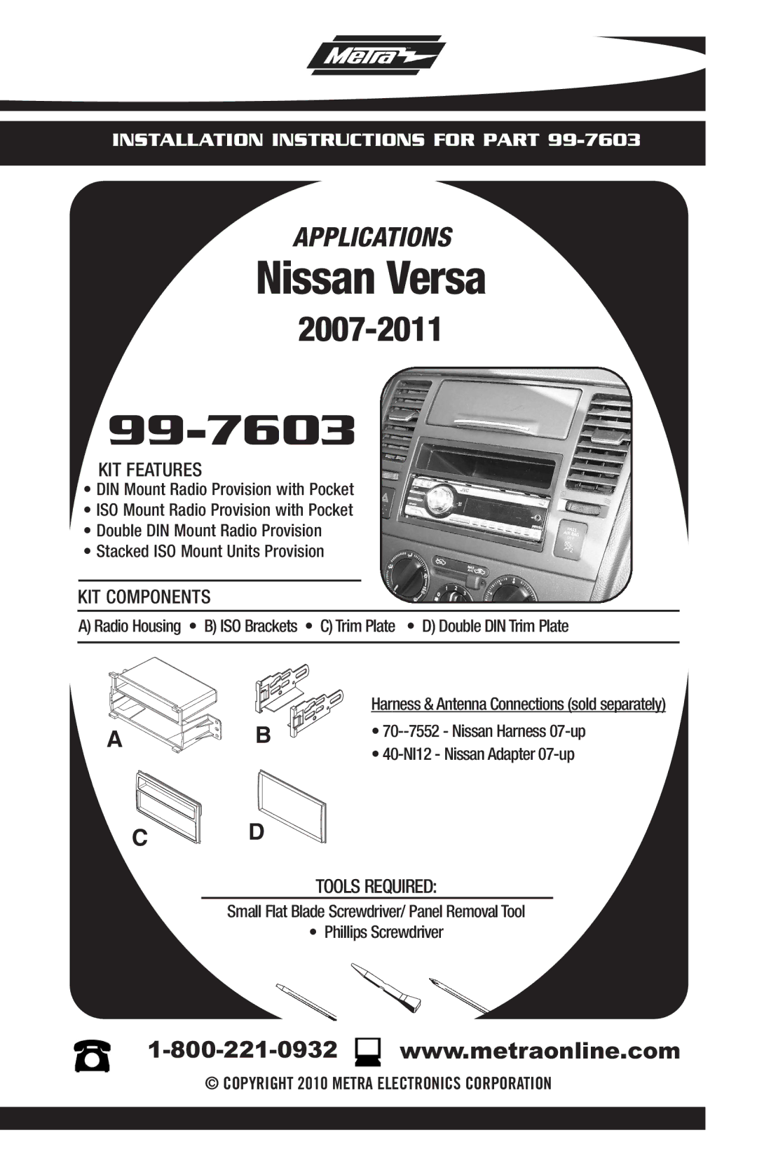 Metra Electronics 99-7603 installation instructions 