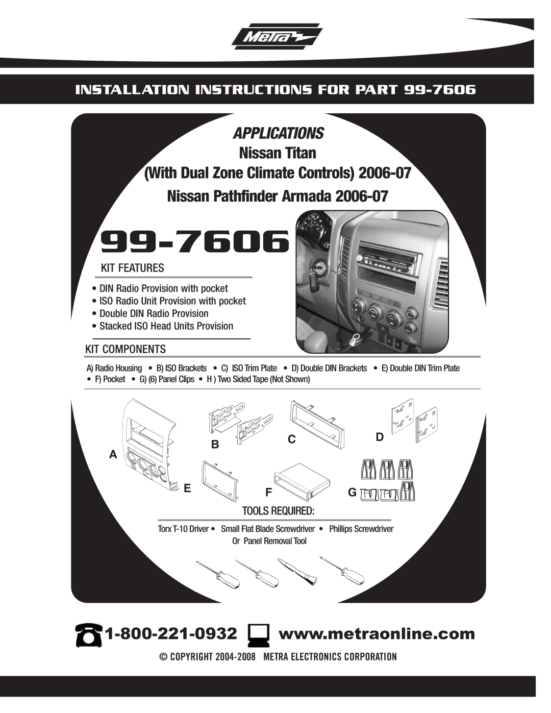 Metra Electronics 99-7606 installation instructions 