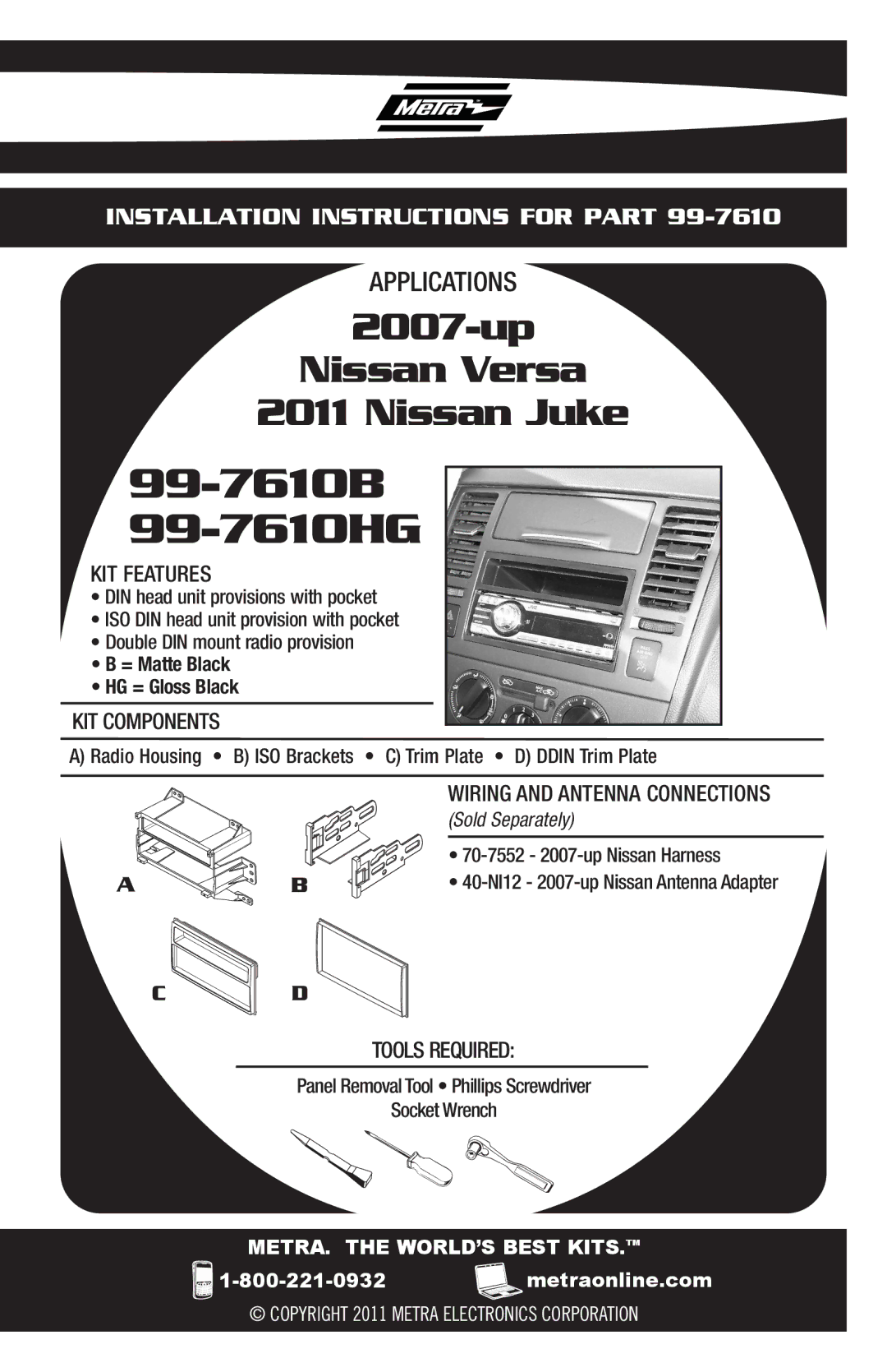 Metra Electronics installation instructions 99-7610B 99-7610HG 