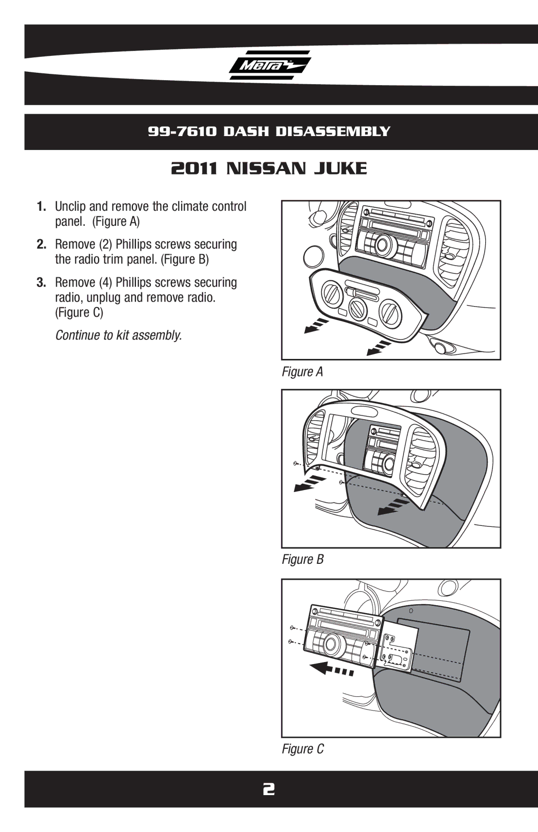 Metra Electronics 99-7610B, 99-7610HG installation instructions Nissan Juke 