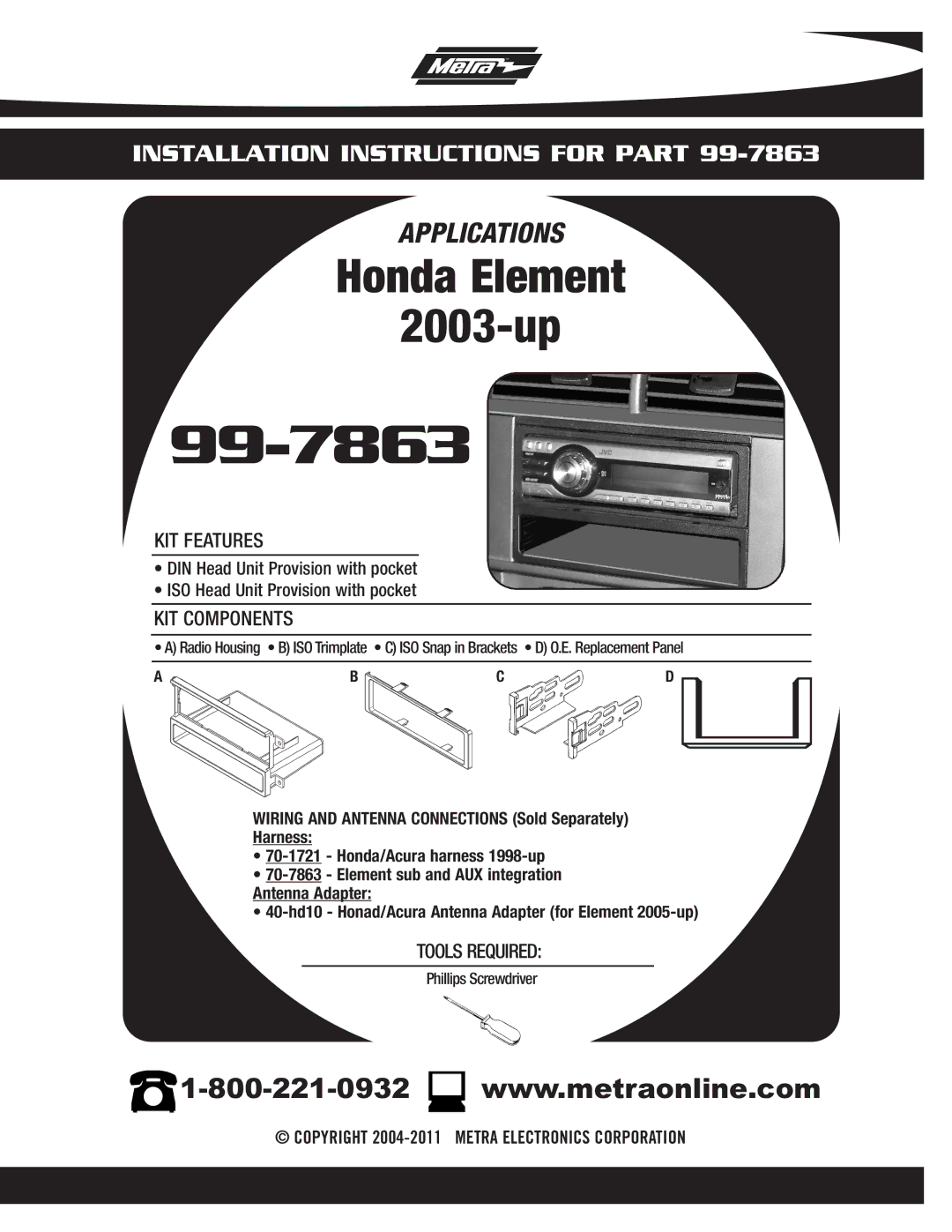 Metra Electronics 99-7863 installation instructions 