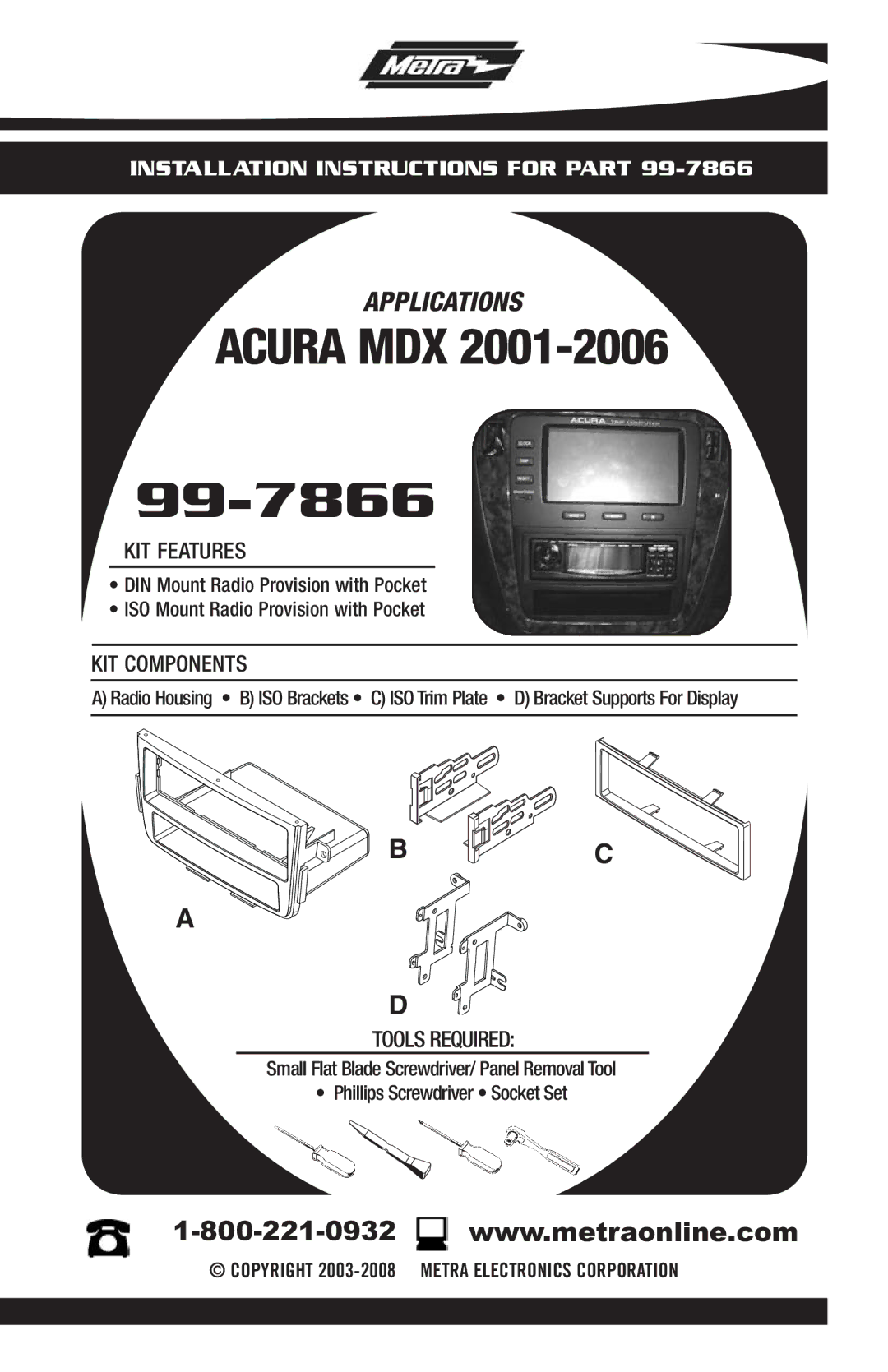 Metra Electronics 99-7866 installation instructions 