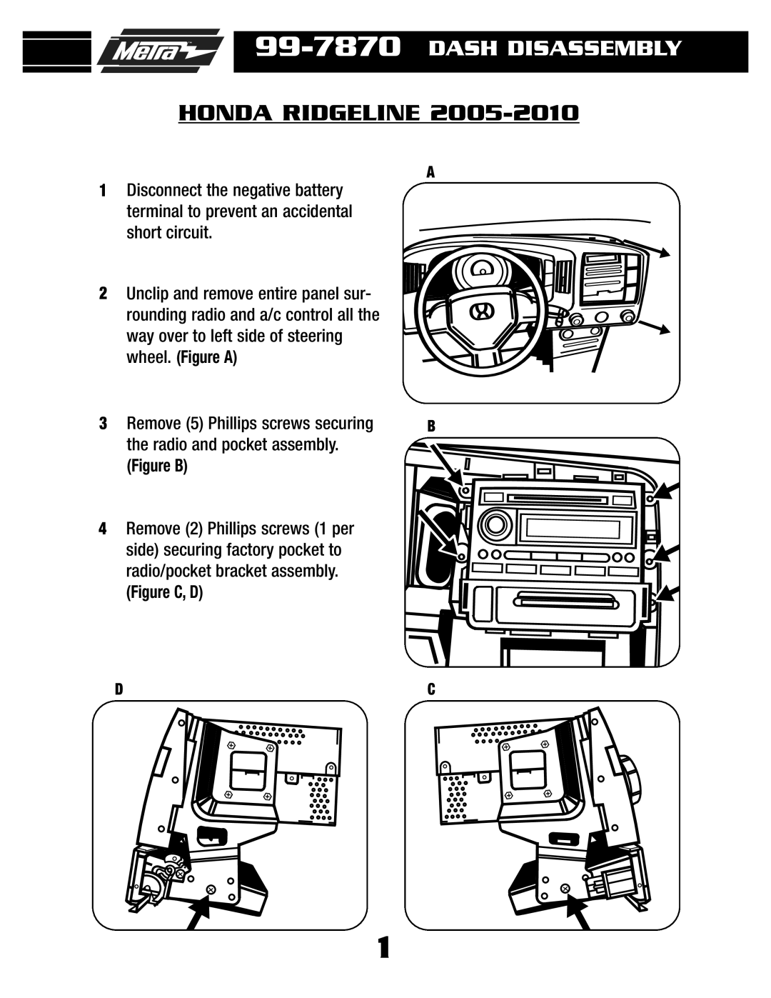 Metra Electronics 99-7870G, 99-7870T installation instructions Honda Ridgeline, Figure B 