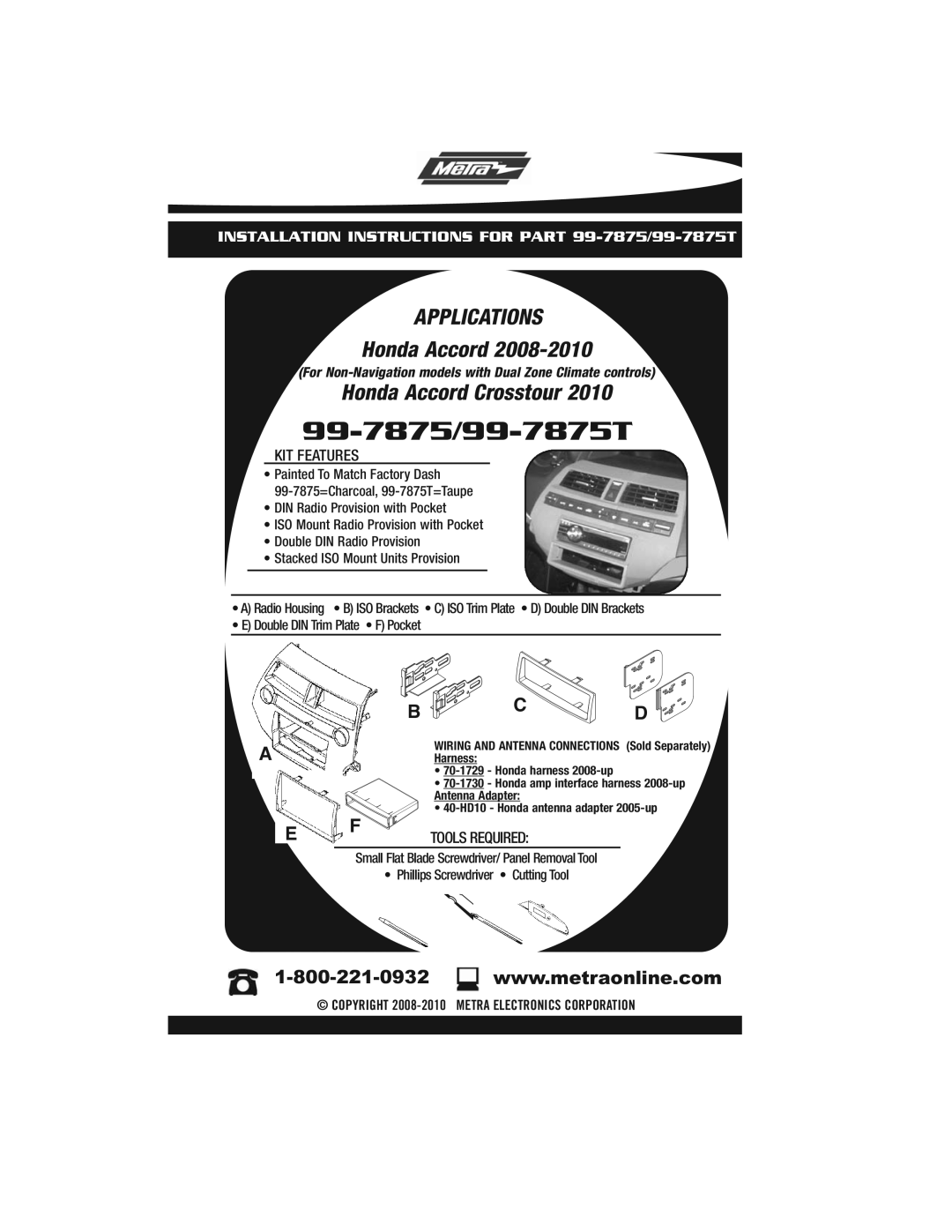 Metra Electronics installation instructions 99-7875/99-7875T 