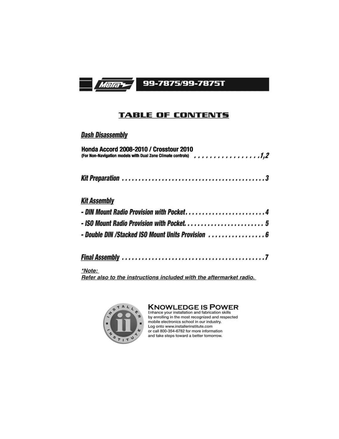 Metra Electronics 99-7875T installation instructions 