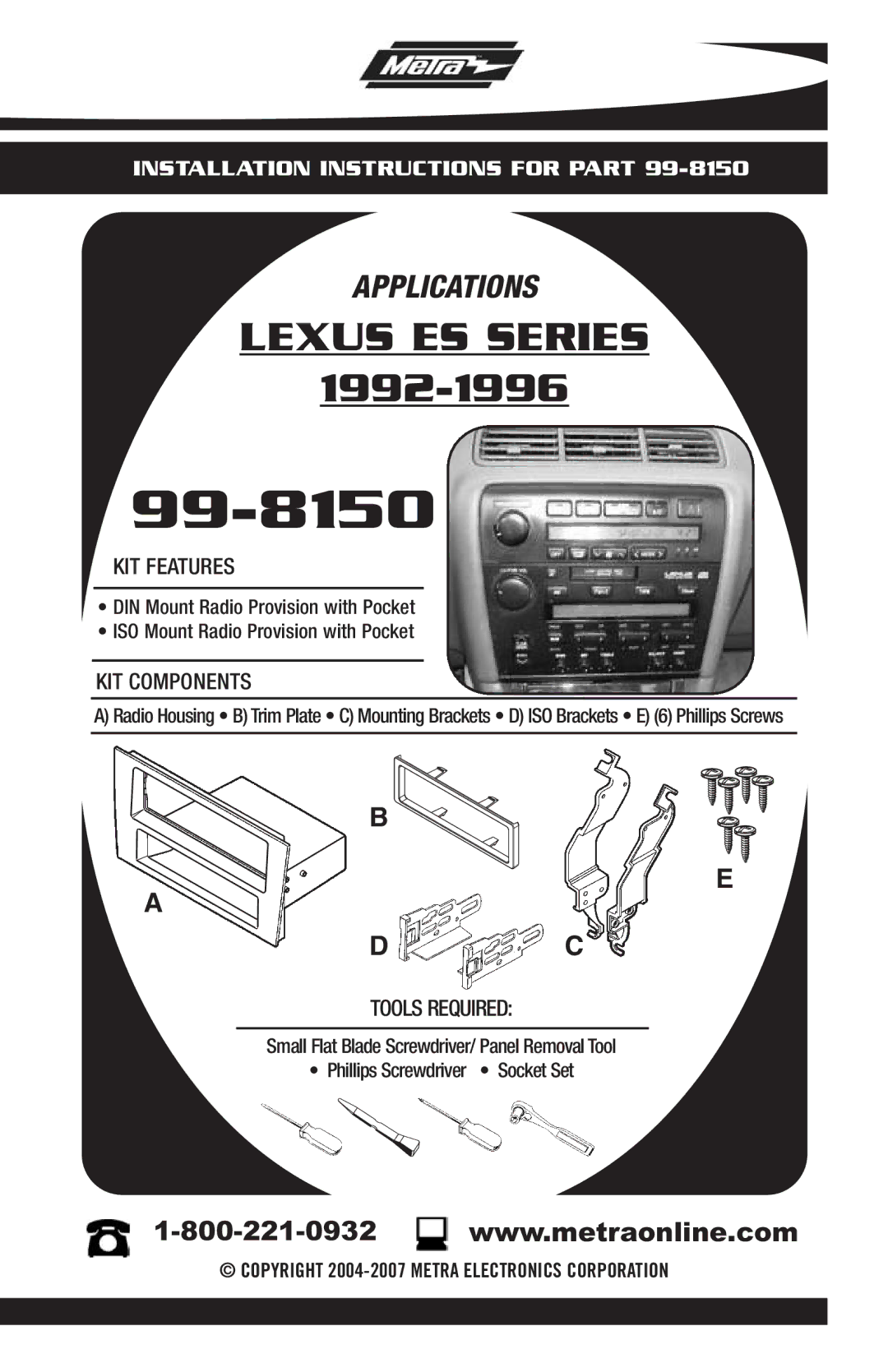 Metra Electronics 99-8150 installation instructions 