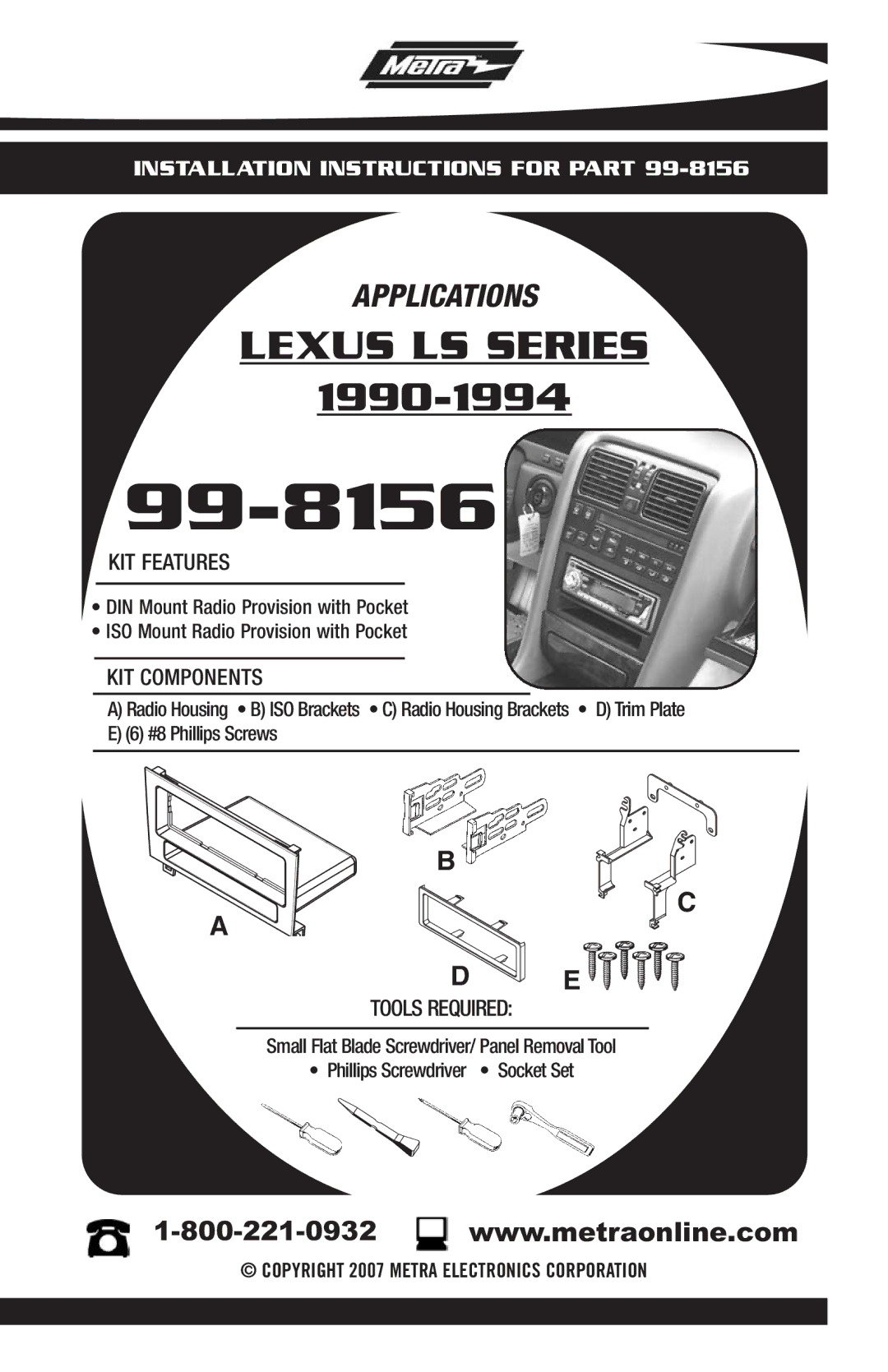 Metra Electronics 99-8156 installation instructions 