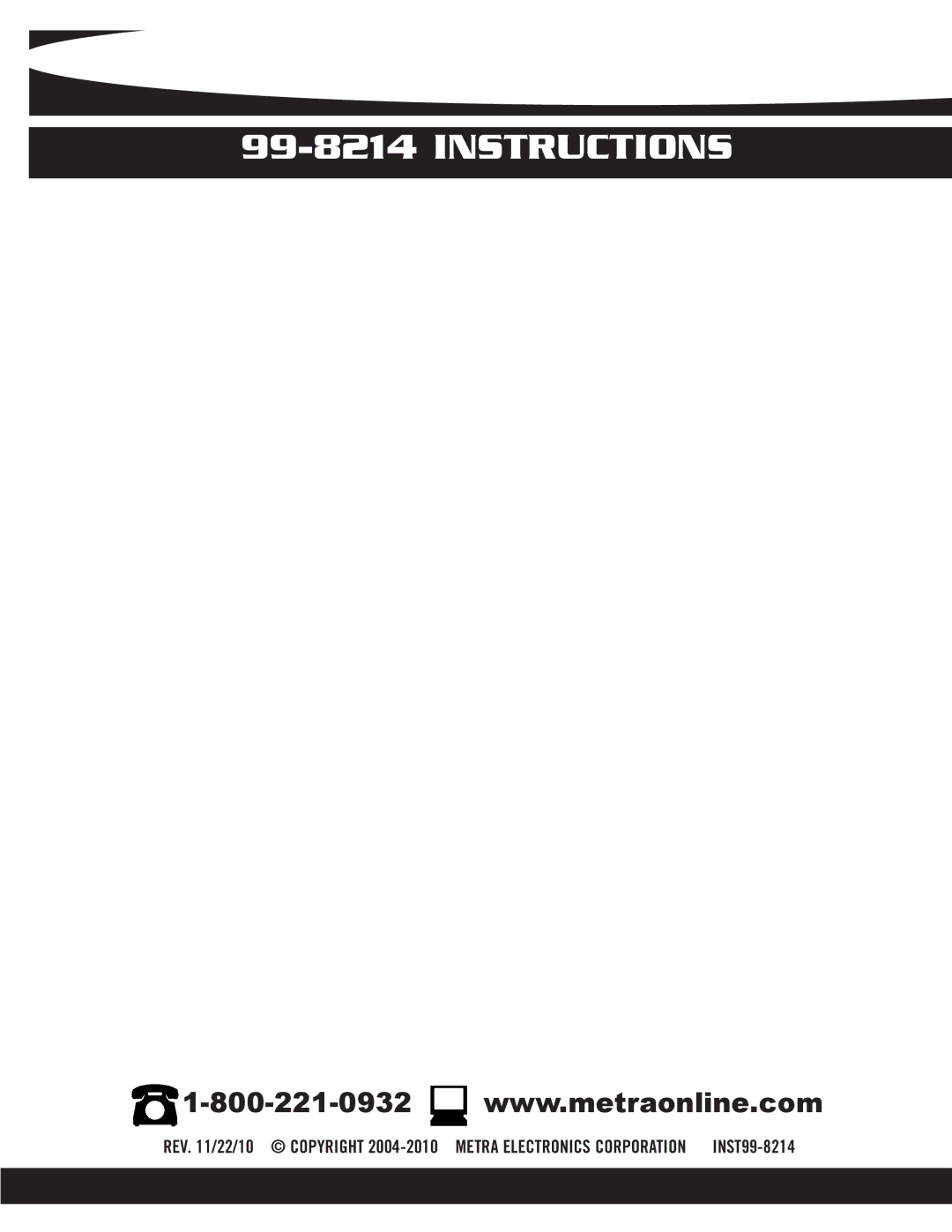 Metra Electronics 99-8214TG, 99-8214TB installation instructions Instructions 