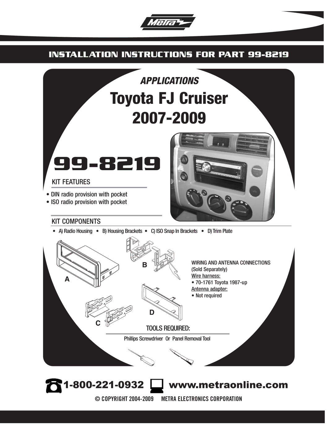 Metra Electronics 99-8219 installation instructions 