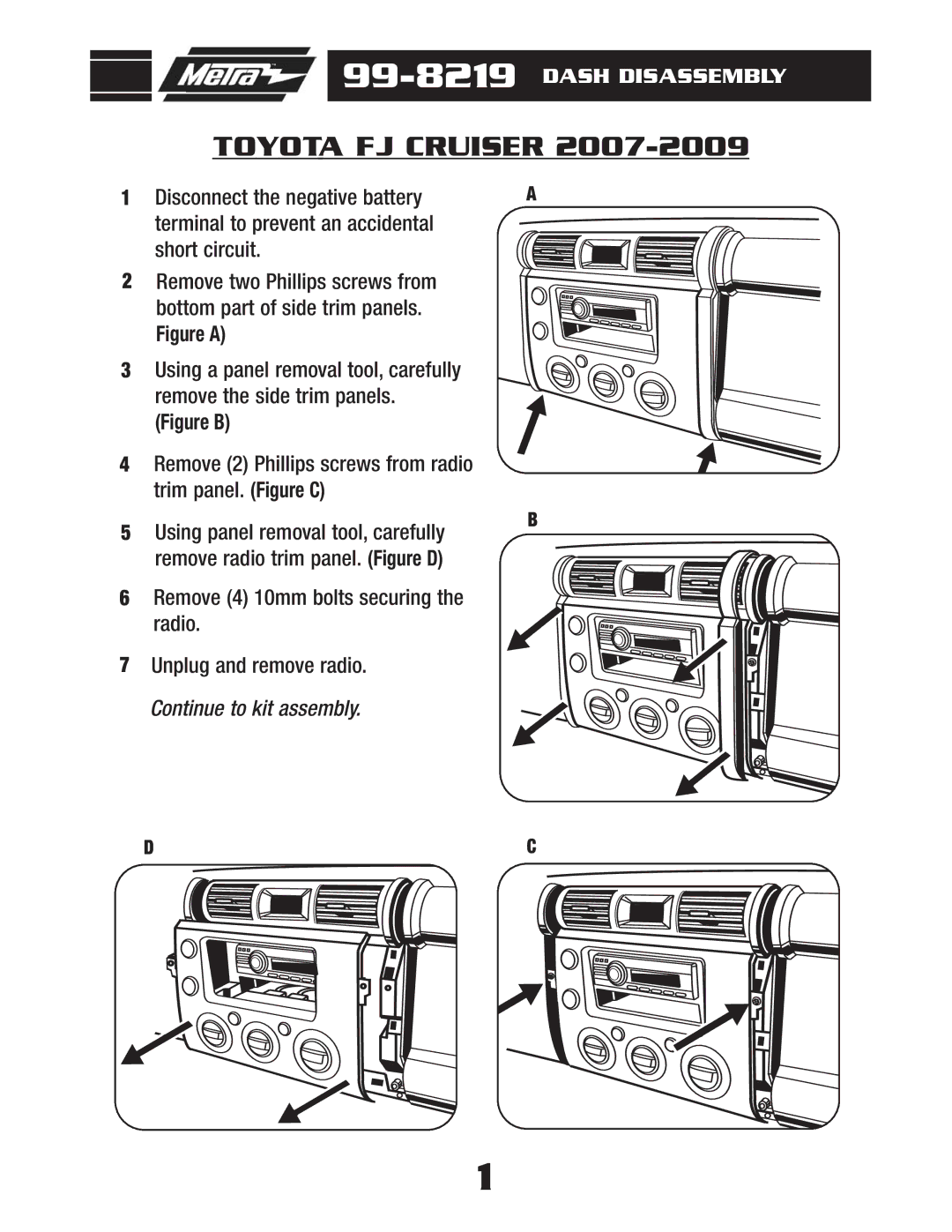 Metra Electronics 99-8219 installation instructions Toyota FJ Cruiser, Figure a 