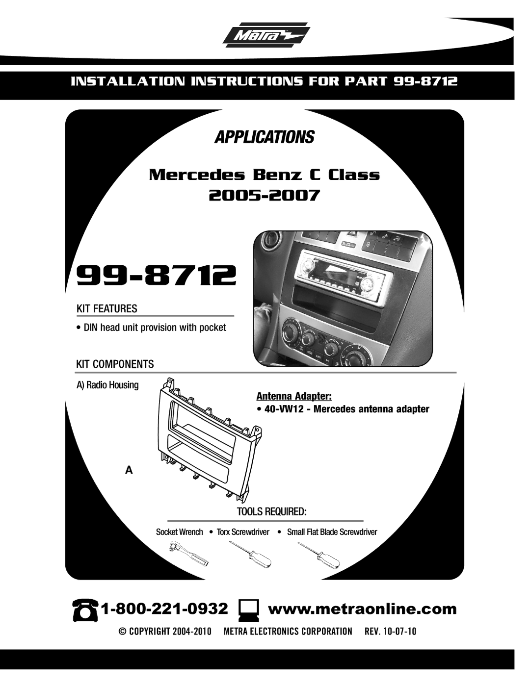 Metra Electronics 99-8712 installation instructions 