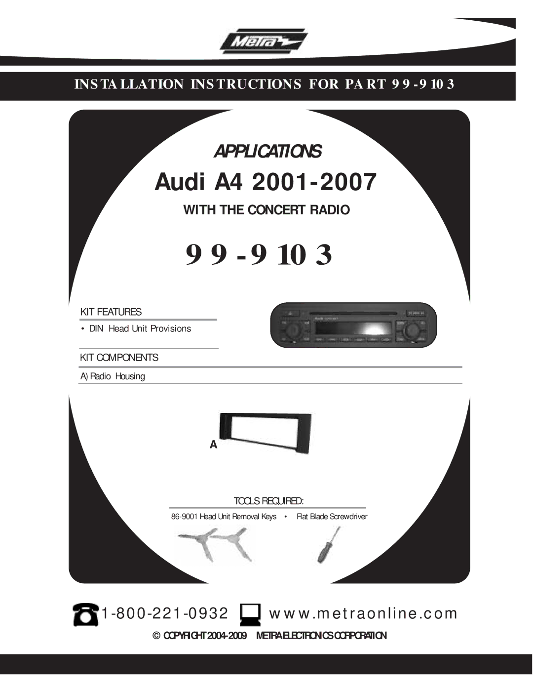 Metra Electronics 99-9103 installation instructions 