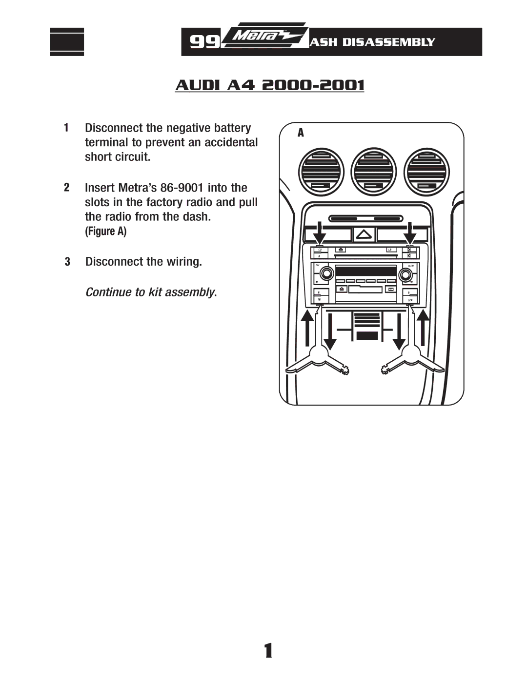 Metra Electronics 99-9105 installation instructions Audi A4 