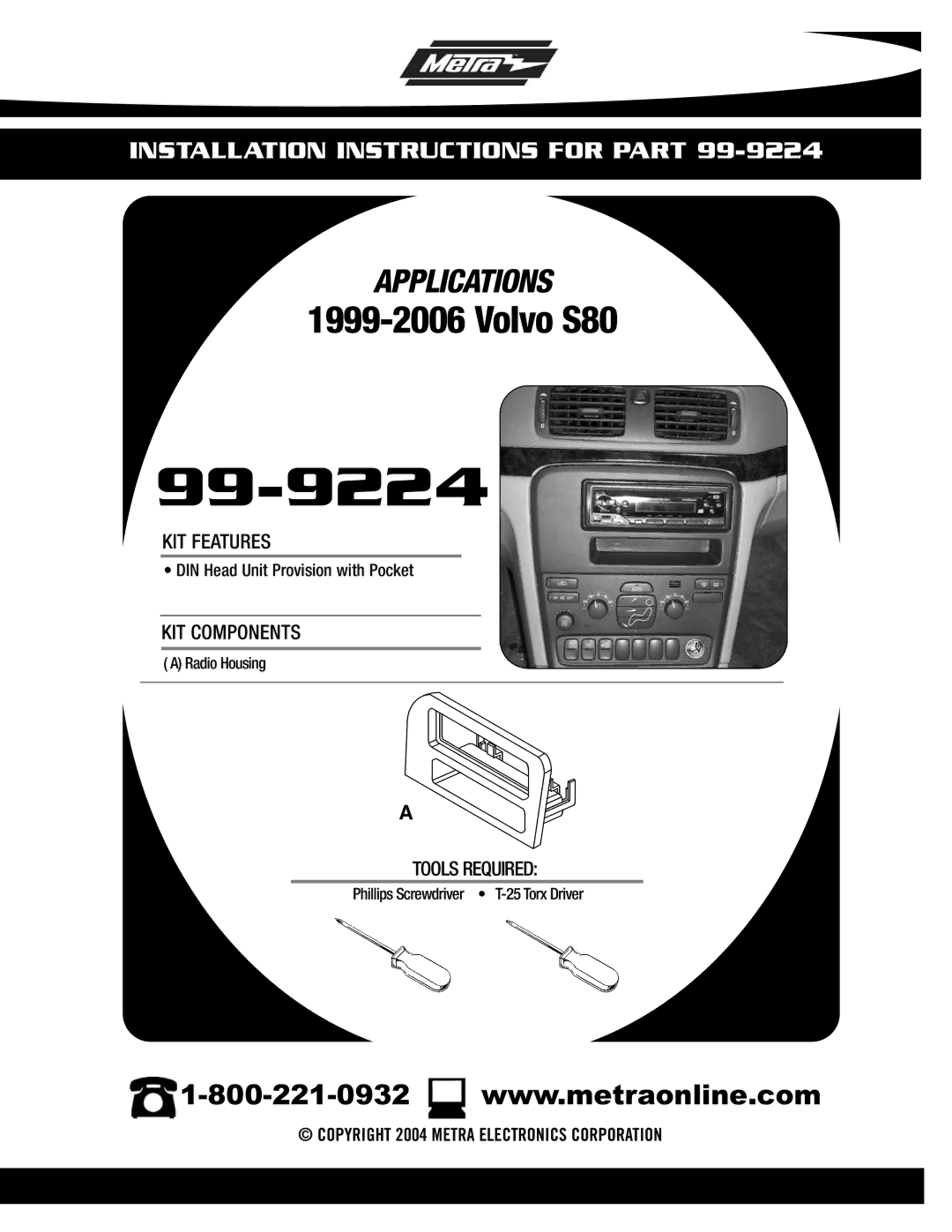 Metra Electronics 99-9224 installation instructions 