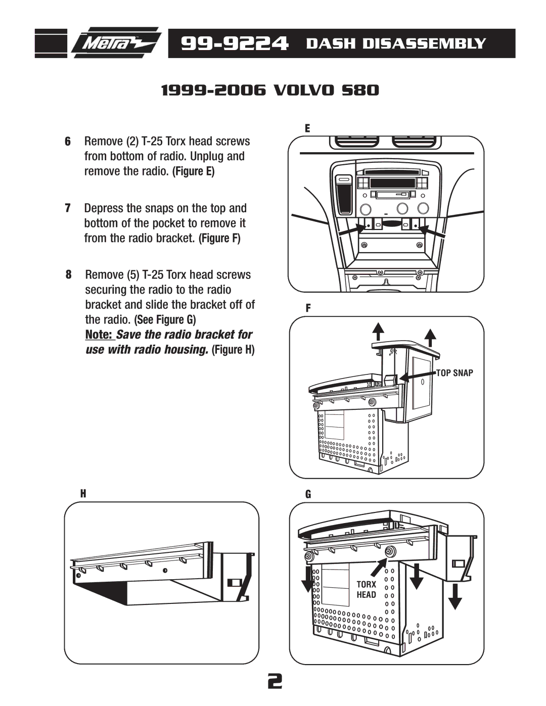 Metra Electronics 99-9224 installation instructions Torx Head 