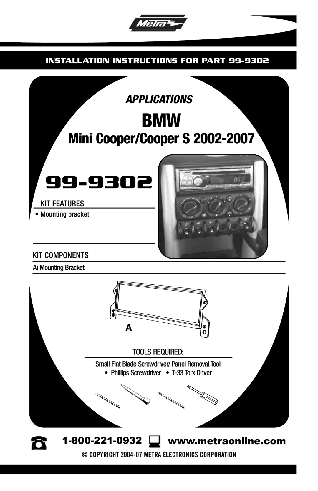 Metra Electronics 99-9302 installation instructions 