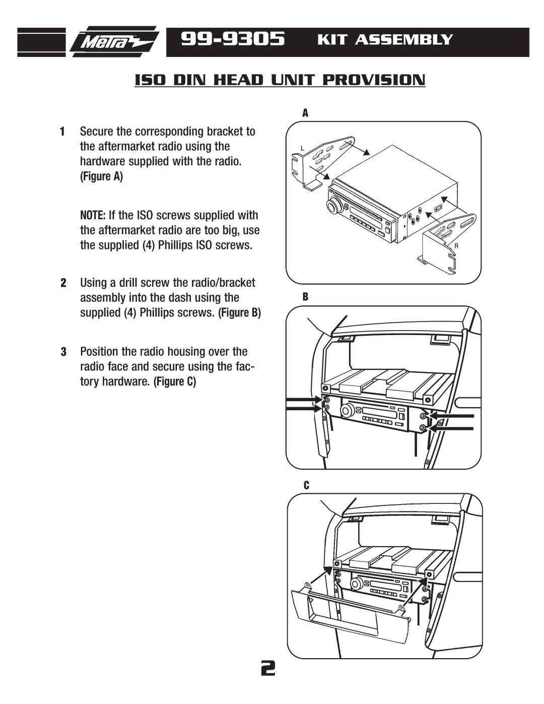 Metra Electronics 99-9305 installation instructions ISO DIN Head Unit Provision 