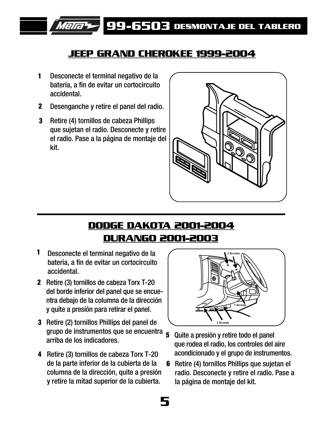 Metra Electronics AW-512CR, AT-512CR installation instructions Jeep Grand Cherokee, Dodge Dakota Durango 