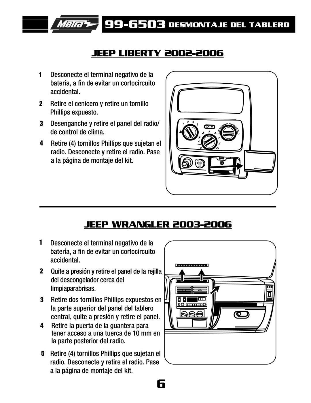 Metra Electronics AT-512CR, AW-512CR installation instructions Jeep Liberty, Jeep Wrangler 