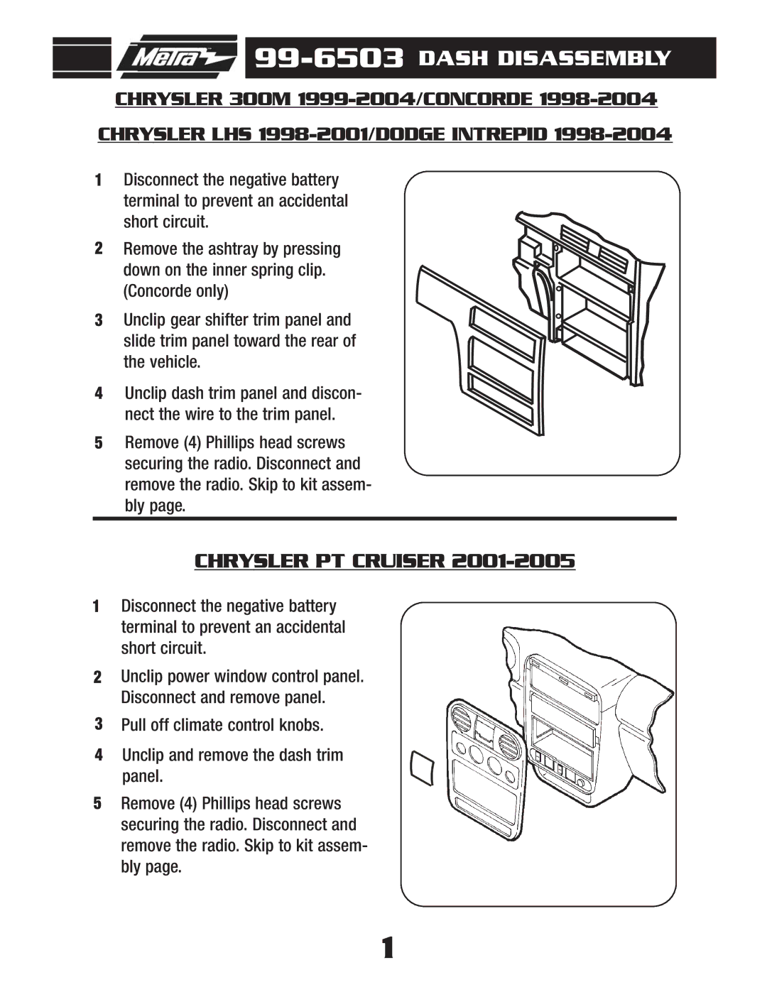 Metra Electronics AW-512CR, AT-512CR installation instructions 99-6503DASH Disassembly 