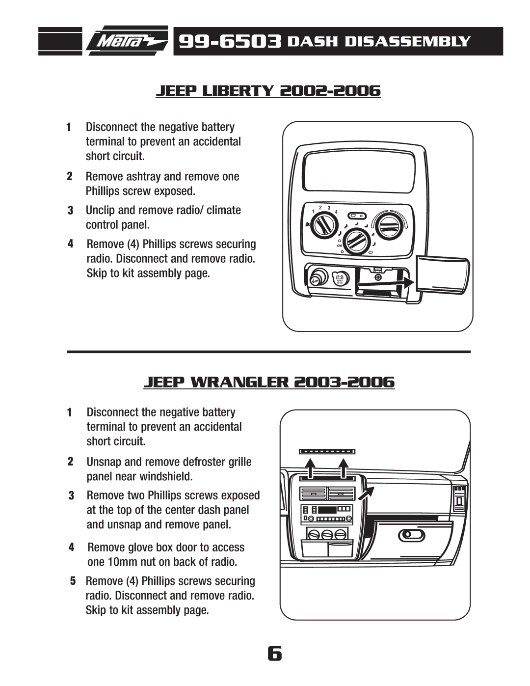 Metra Electronics AT-512CR, AW-512CR installation instructions Jeep Liberty, Jeep Wrangler 