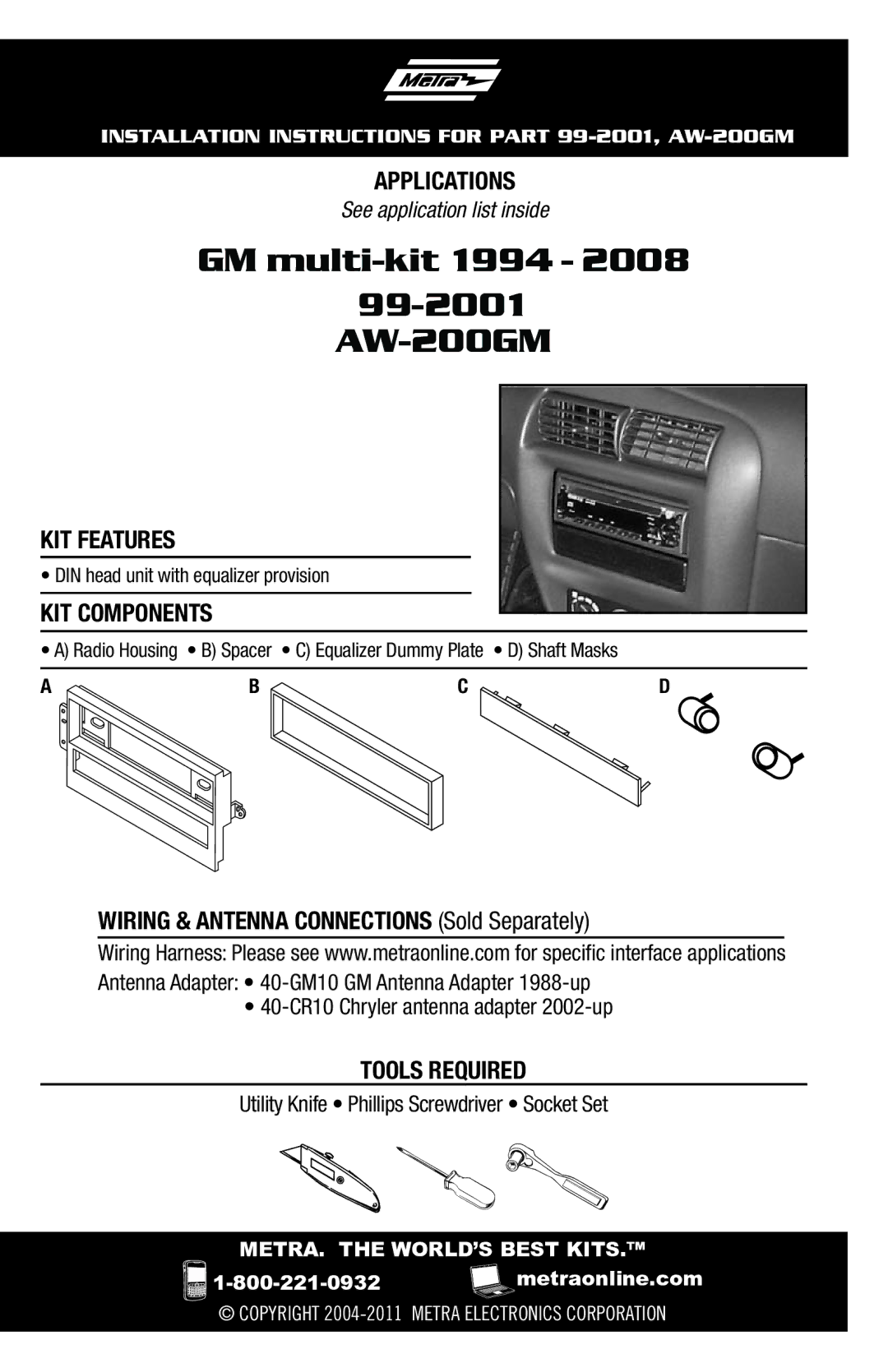 Metra Electronics installation instructions GM multi-kit 1994 99-2001 AW-200GM 