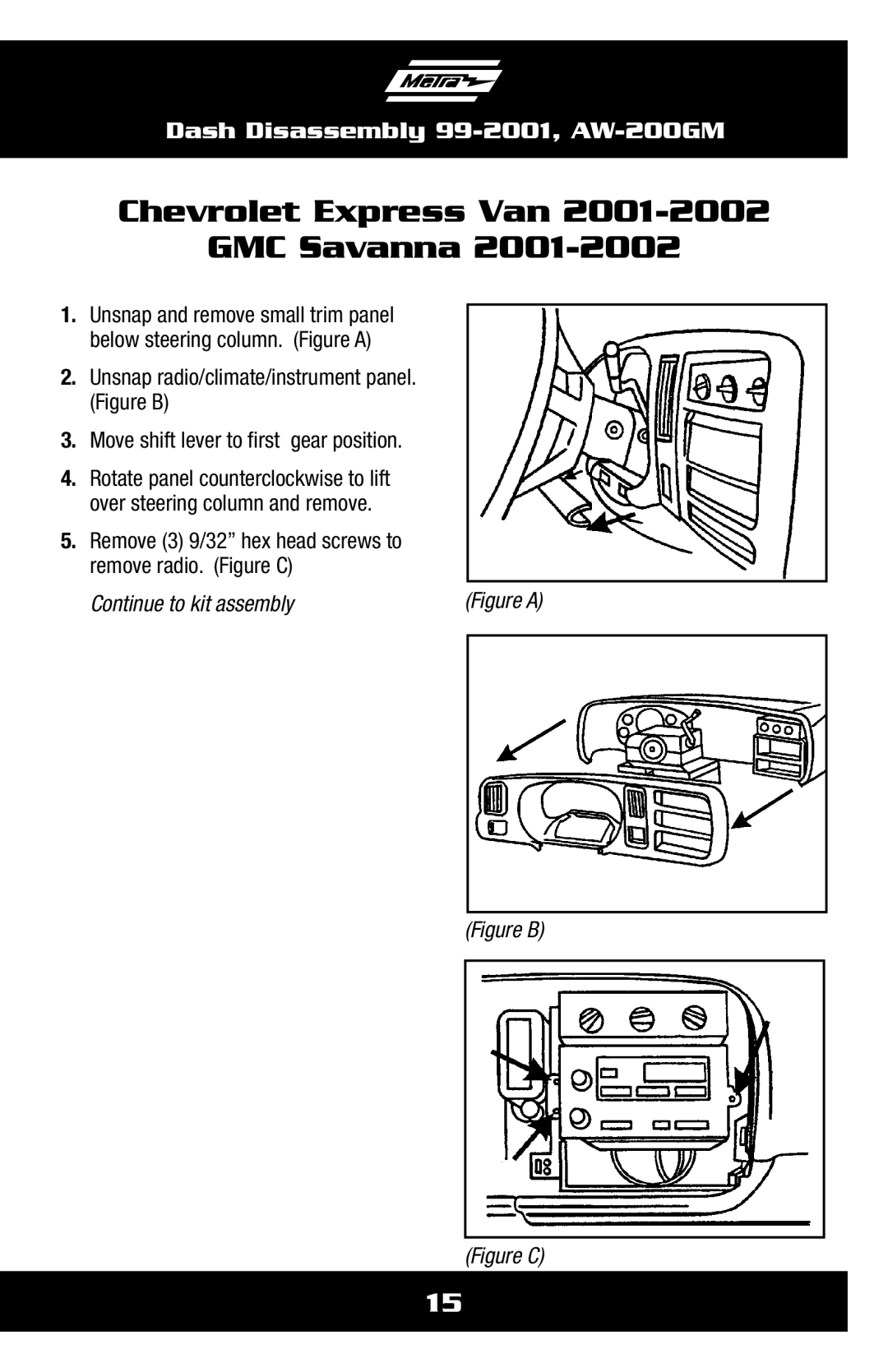 Metra Electronics AW-200GM installation instructions Chevrolet Express Van GMC Savanna, Figure C 