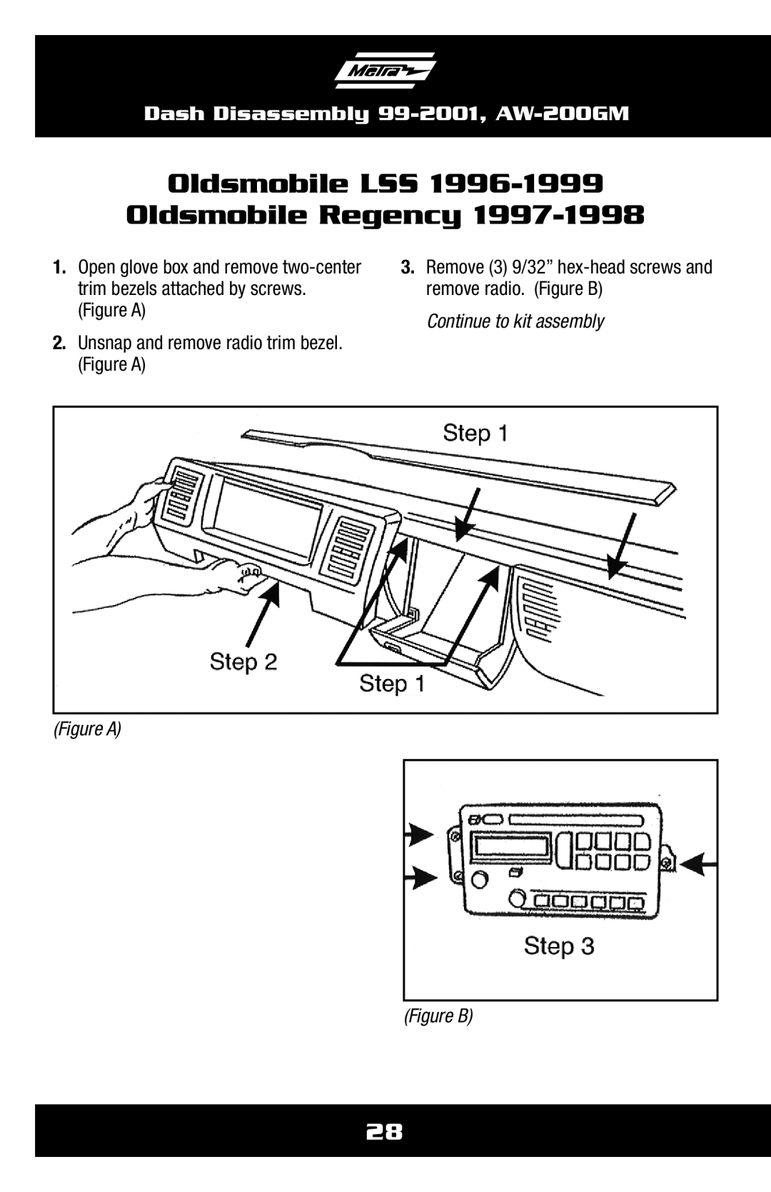 Metra Electronics AW-200GM installation instructions Oldsmobile LSS Oldsmobile Regency, Figure a 