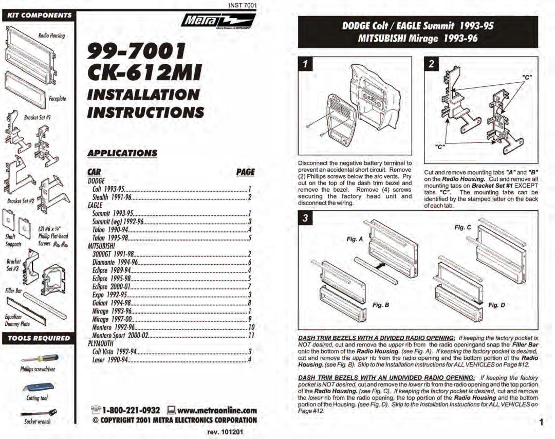 Metra Electronics CK-612MI manual 