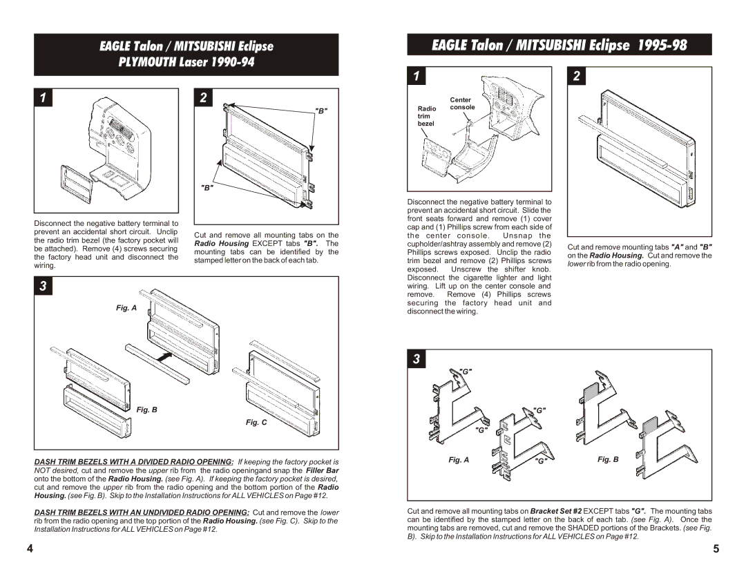 Metra Electronics CK-612MI manual Eagle Talon / Mitsubishi Eclipse, Fig. B 