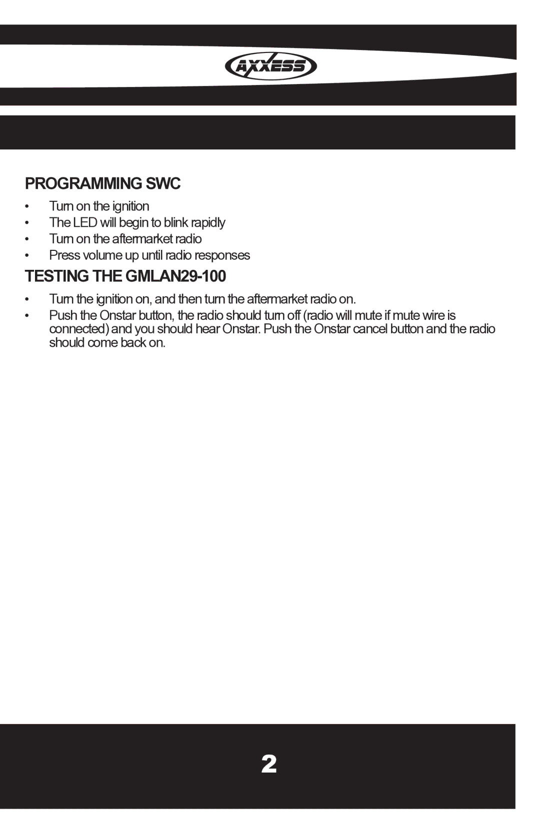 Metra Electronics installation instructions Programming SWC, Testing the GMLAN29-100 