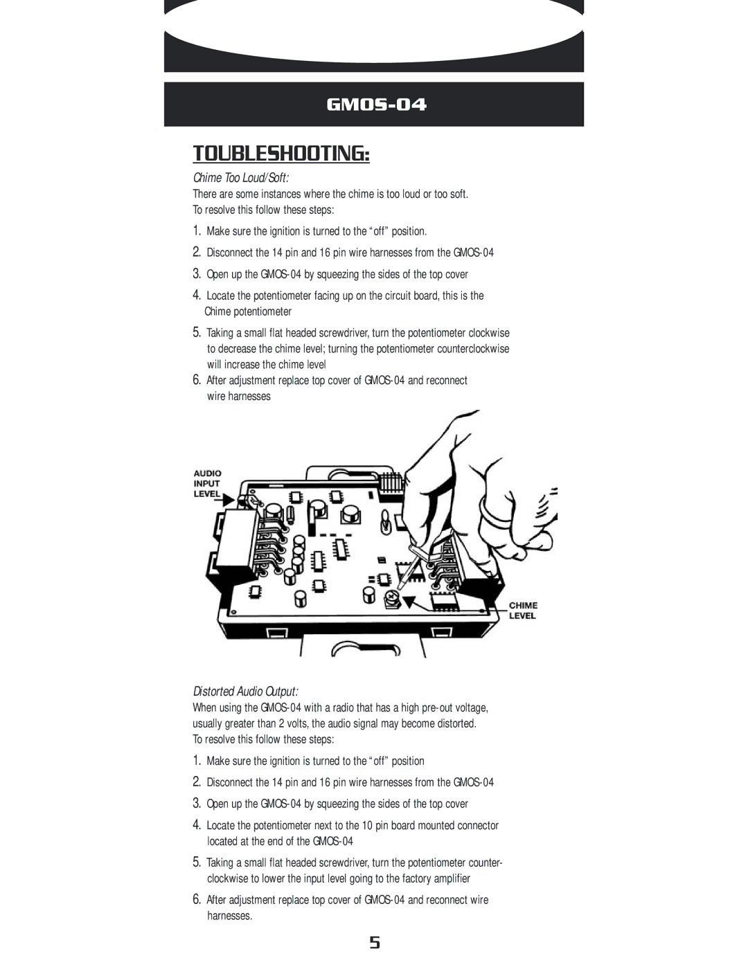 Metra Electronics GMOS-04 installation instructions Toubleshooting 