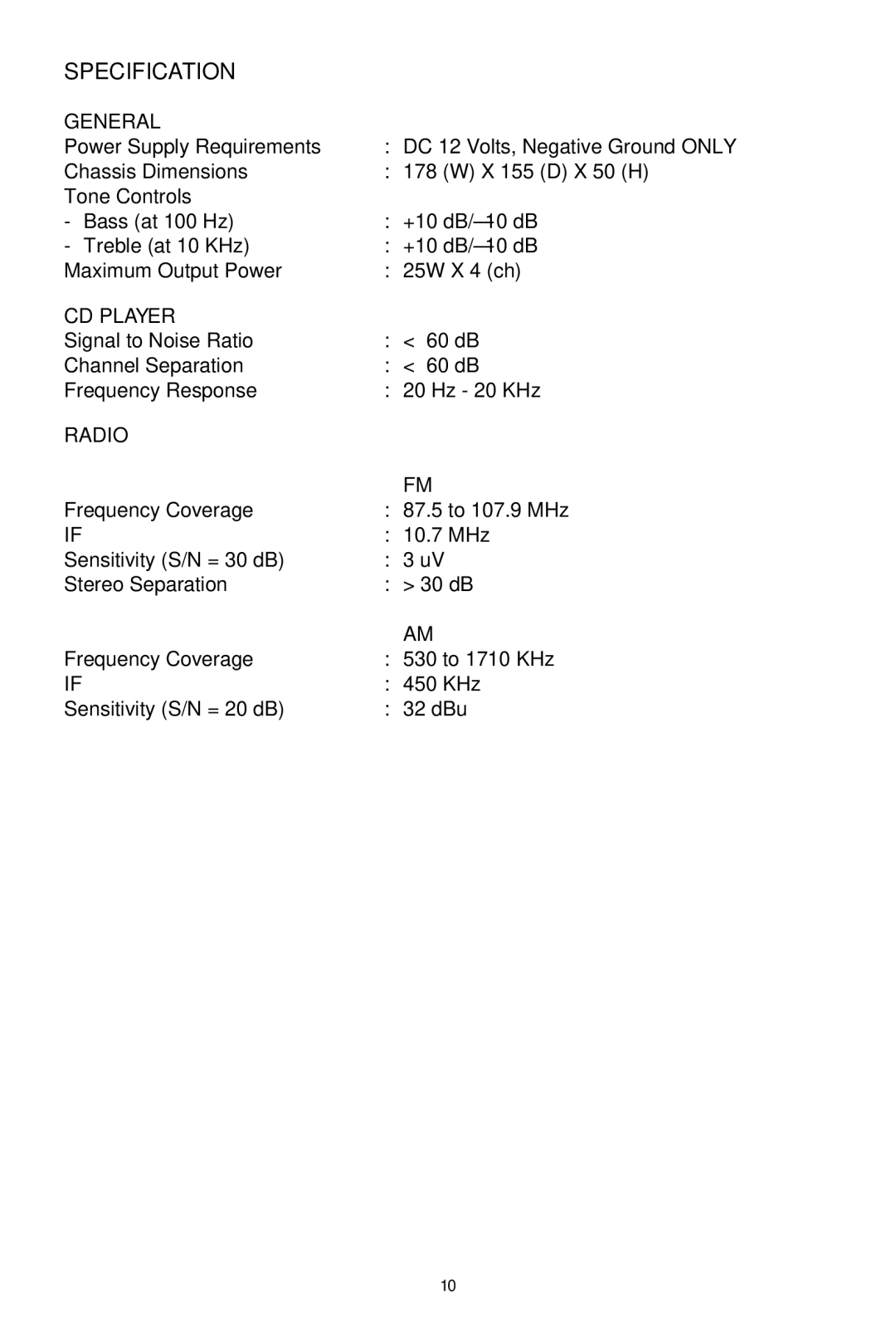 Metrik Mobile Electronics MCD-479 owner manual Specification, General 