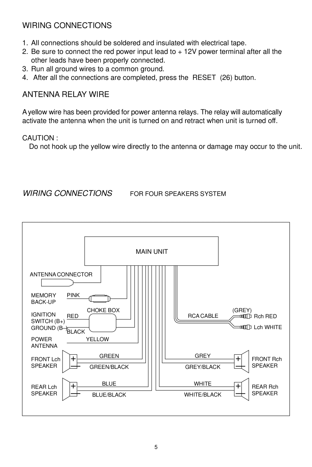 Metrik Mobile Electronics MCD-479 owner manual Wiring Connections, Antenna Relay Wire 