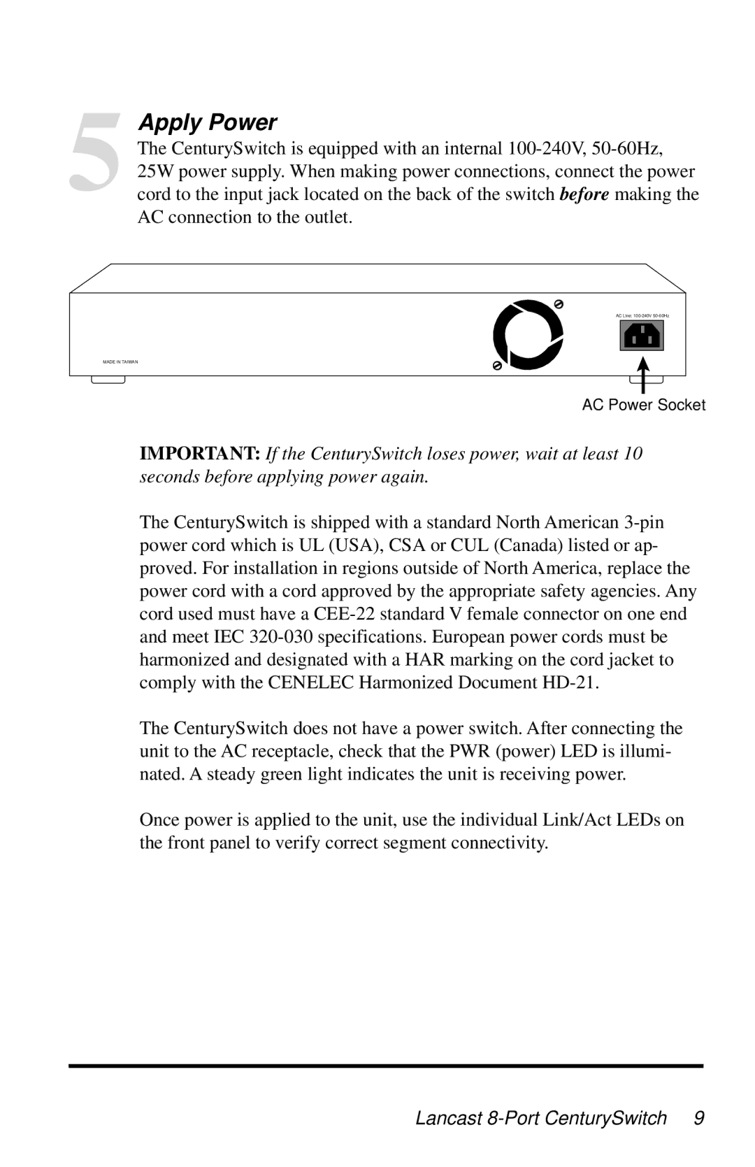 METRObility Optical Systems 3508-11 manual Apply Power 