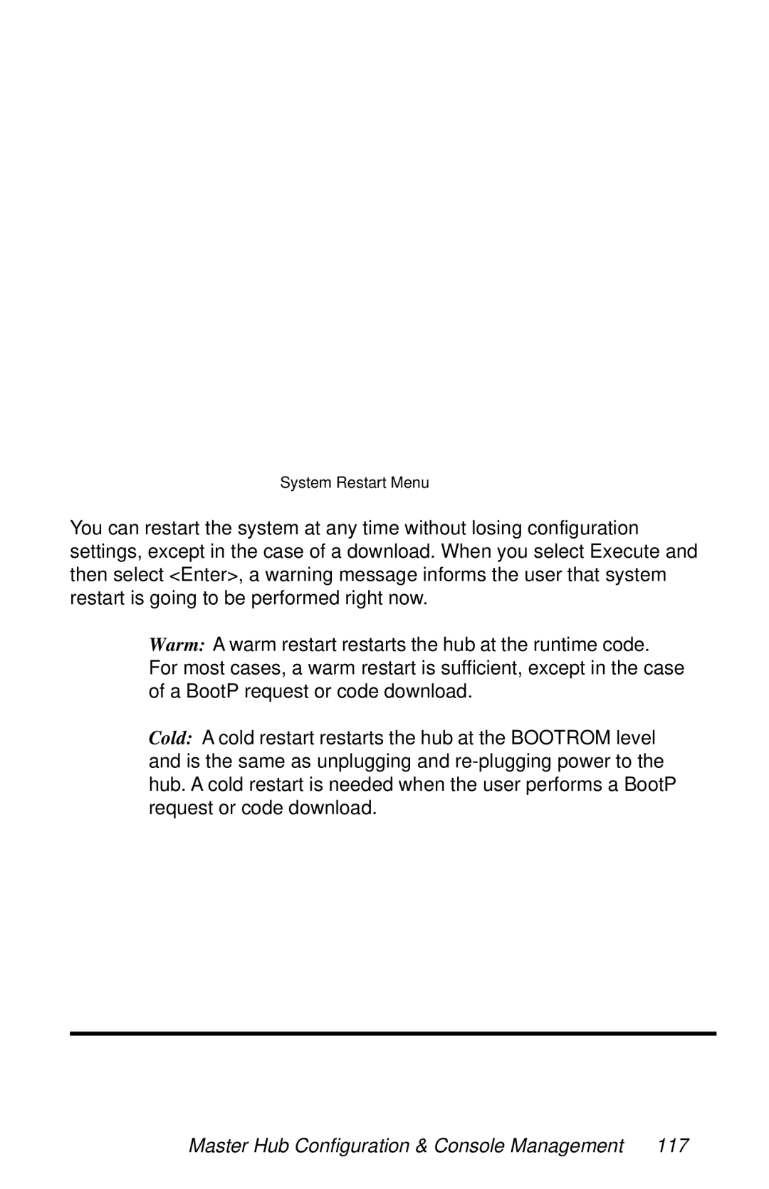 METRObility Optical Systems 8124-01-M manual System Restart Menu 