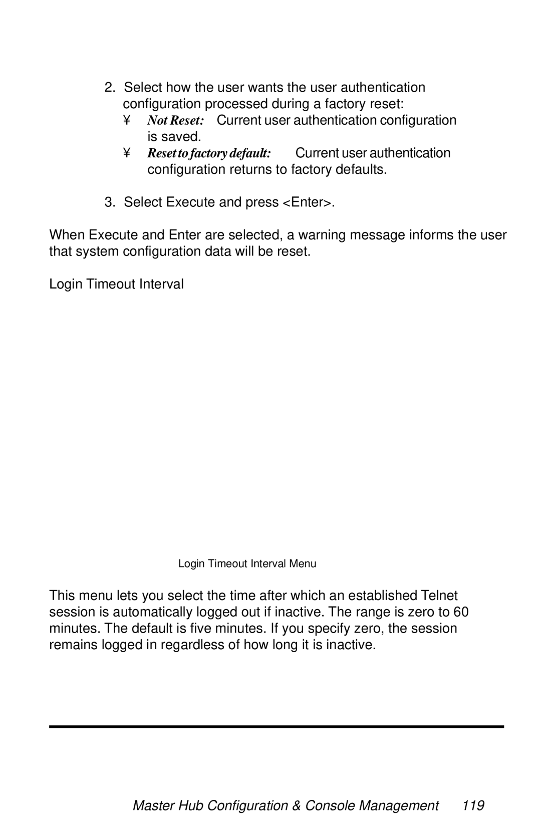 METRObility Optical Systems 8124-01-M manual Reset to factory default, Login Timeout Interval 