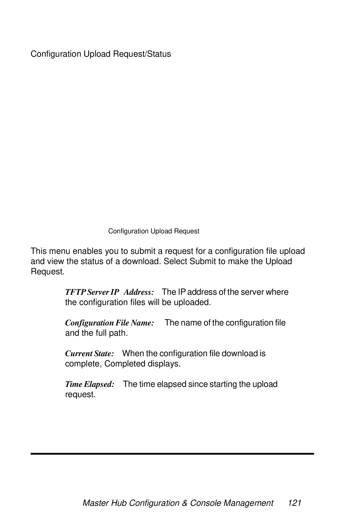 METRObility Optical Systems 8124-01-M manual Configuration Upload Request/Status 