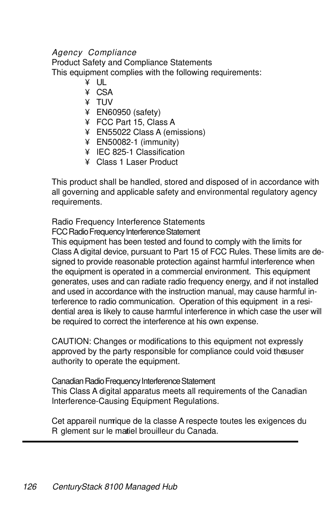 METRObility Optical Systems 8124-01-M manual Agency Compliance, Product Safety and Compliance Statements 