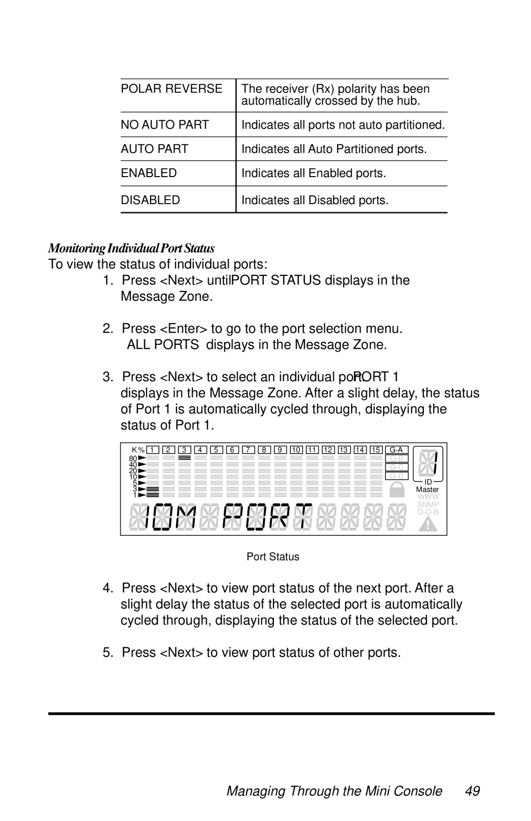 METRObility Optical Systems 8124-01-M manual Monitoring Individual Port Status 