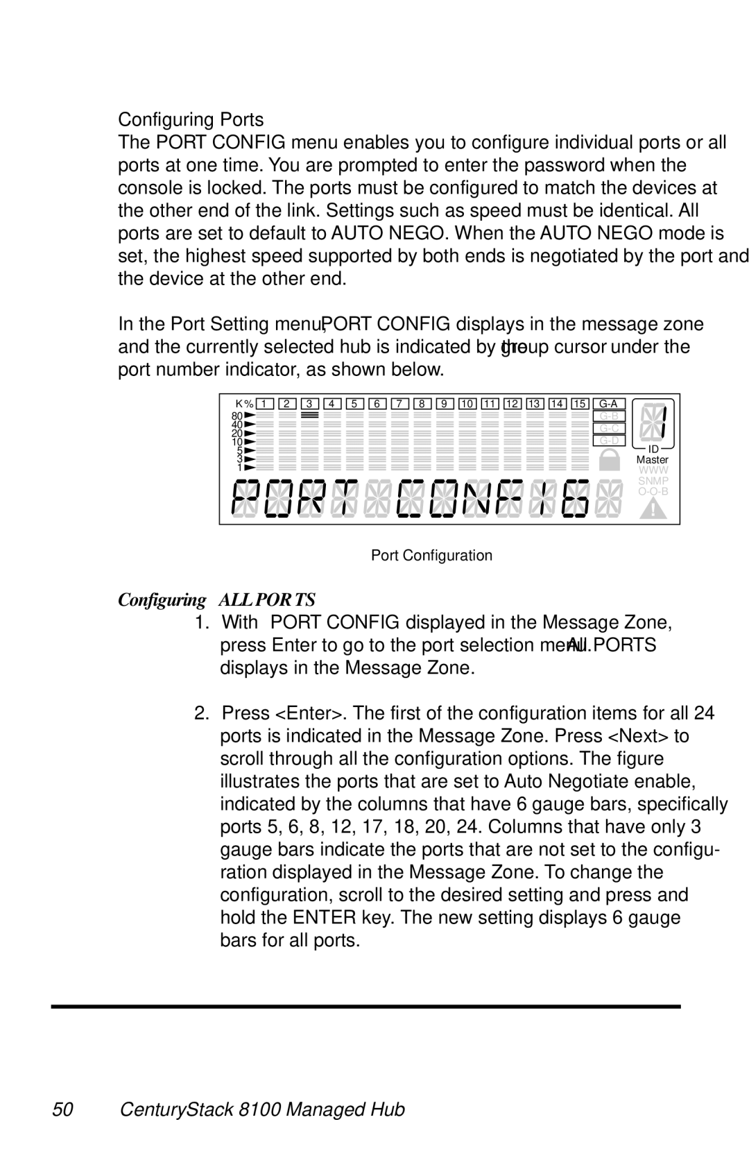 METRObility Optical Systems 8124-01-M manual Configuring Ports, Configuring ALL POR TS 