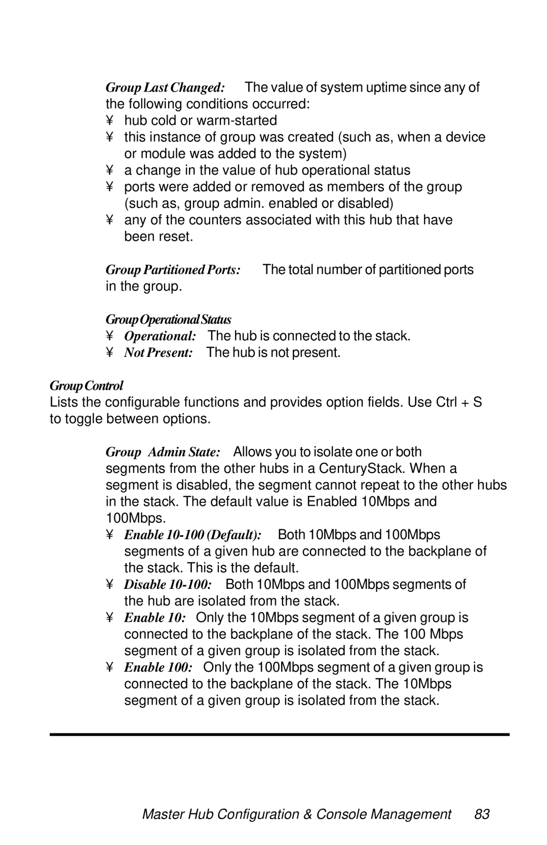 METRObility Optical Systems 8124-01-M manual GroupOperationalStatus, GroupControl 