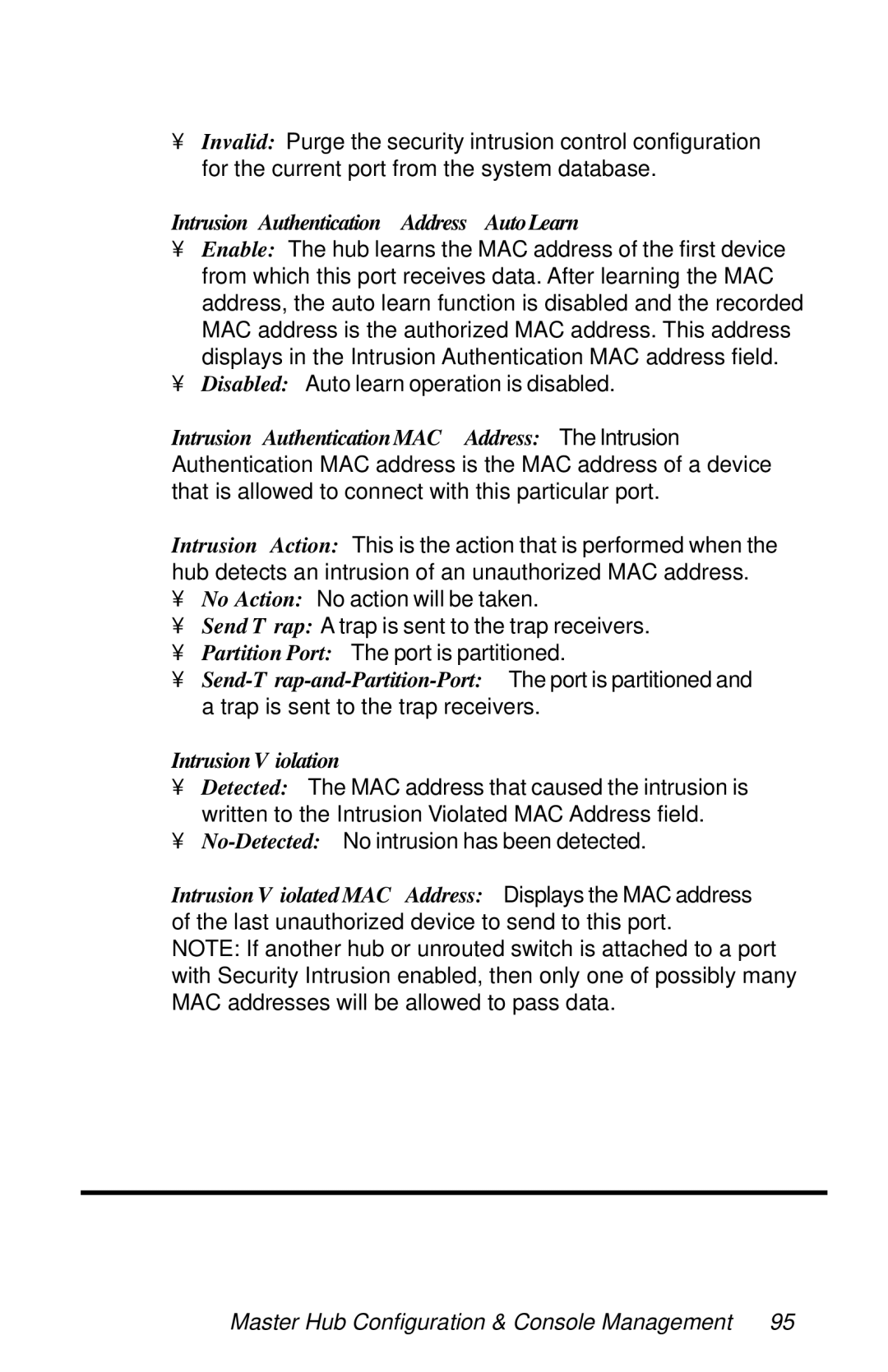 METRObility Optical Systems 8124-01-M manual Intrusion Authentication Address AutoLearn, Intrusion V iolation 