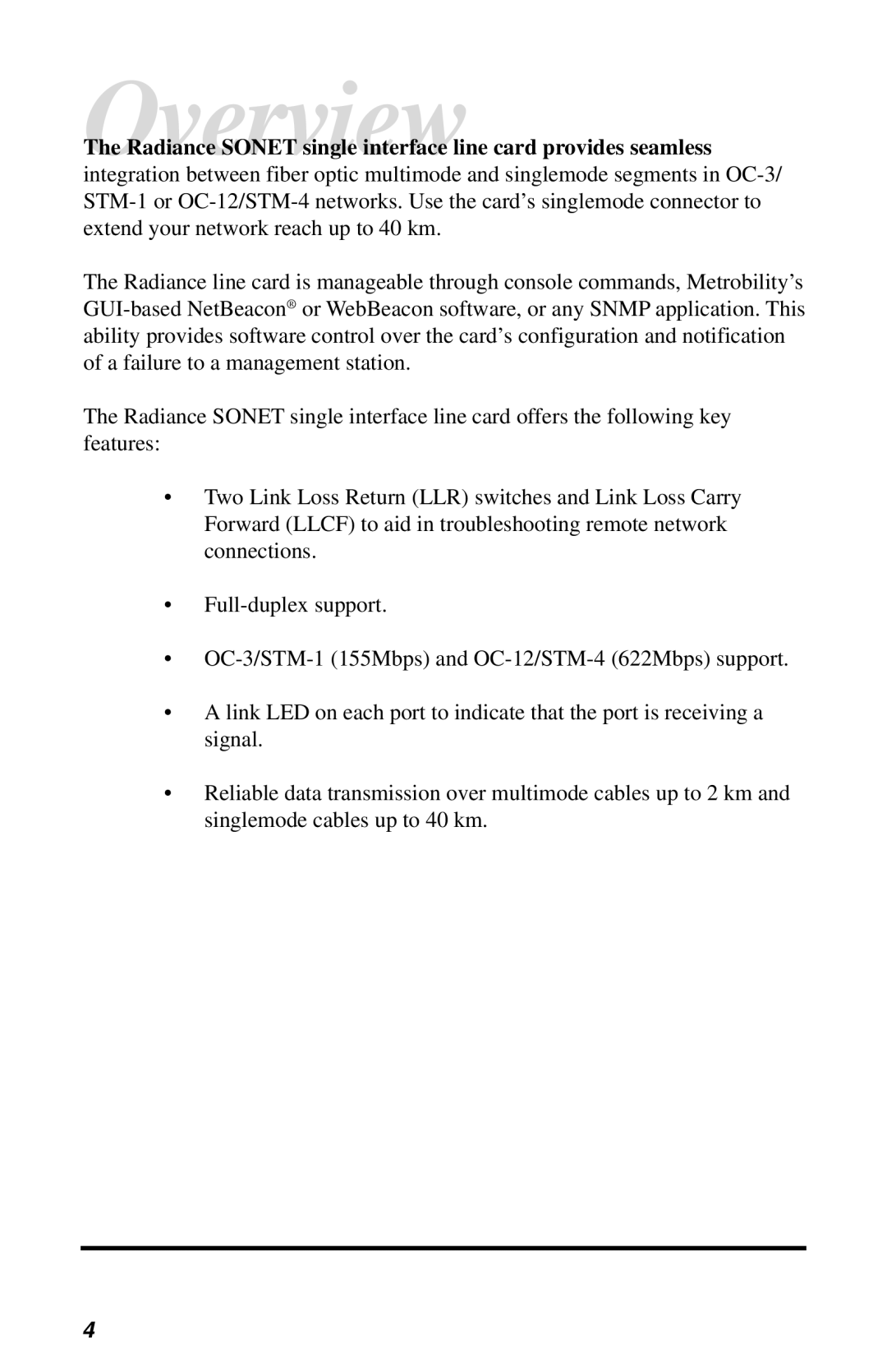 METRObility Optical Systems R125-34, R135-34, R125-37 manual 